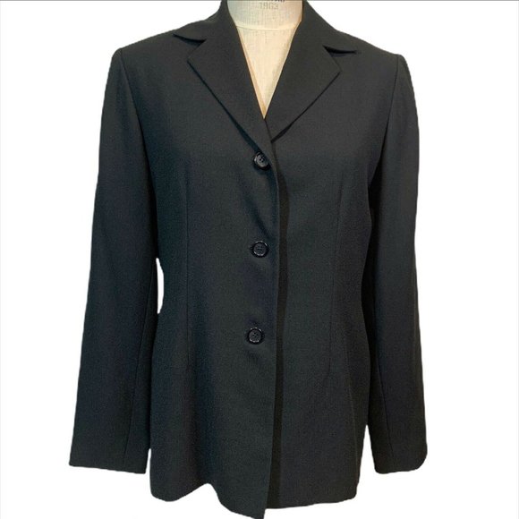Herman Geist Black 3 Button Blazer Women Size 8 - Picture 2 of 10